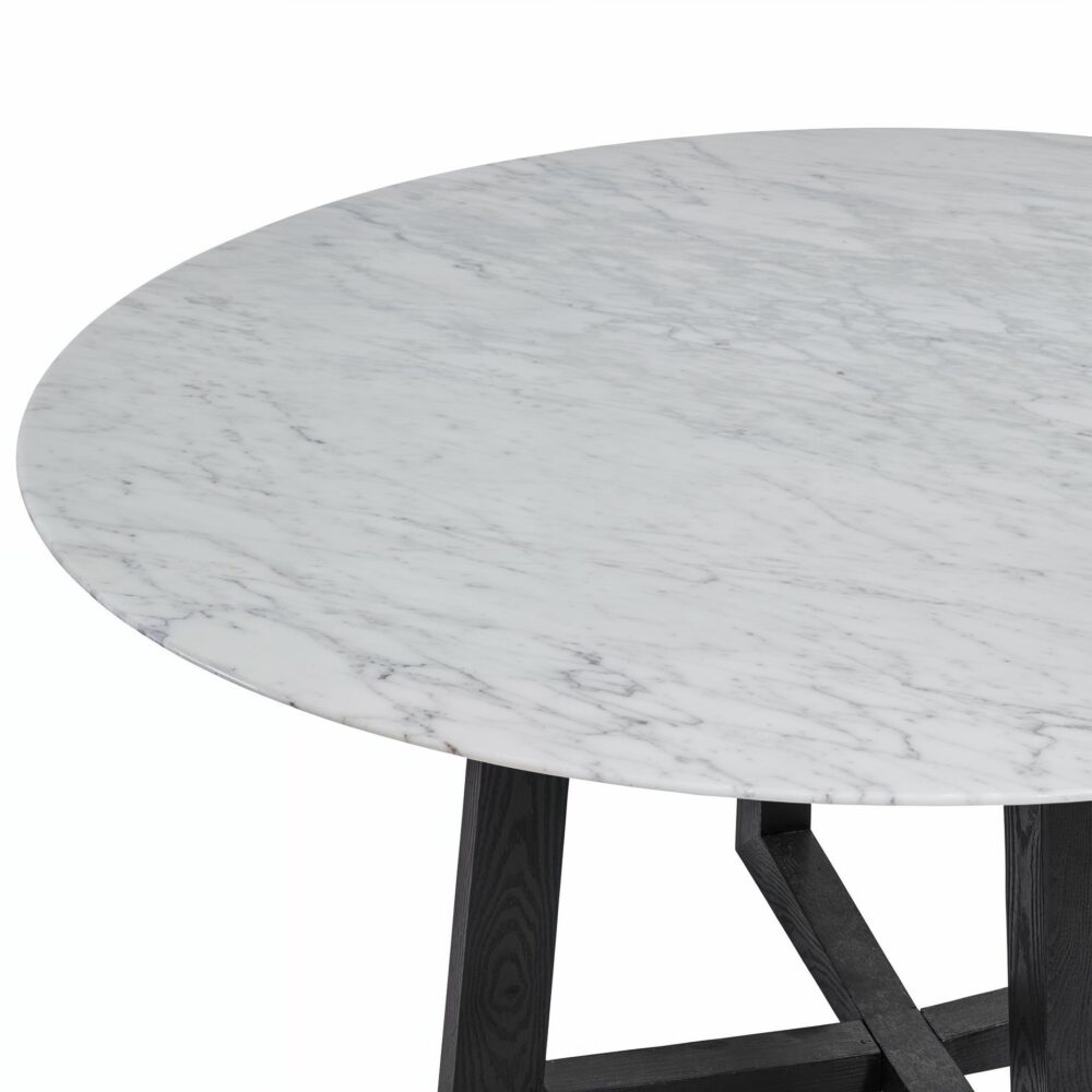 Carlos Marble Dining Table-black ash wood legs - Image 3