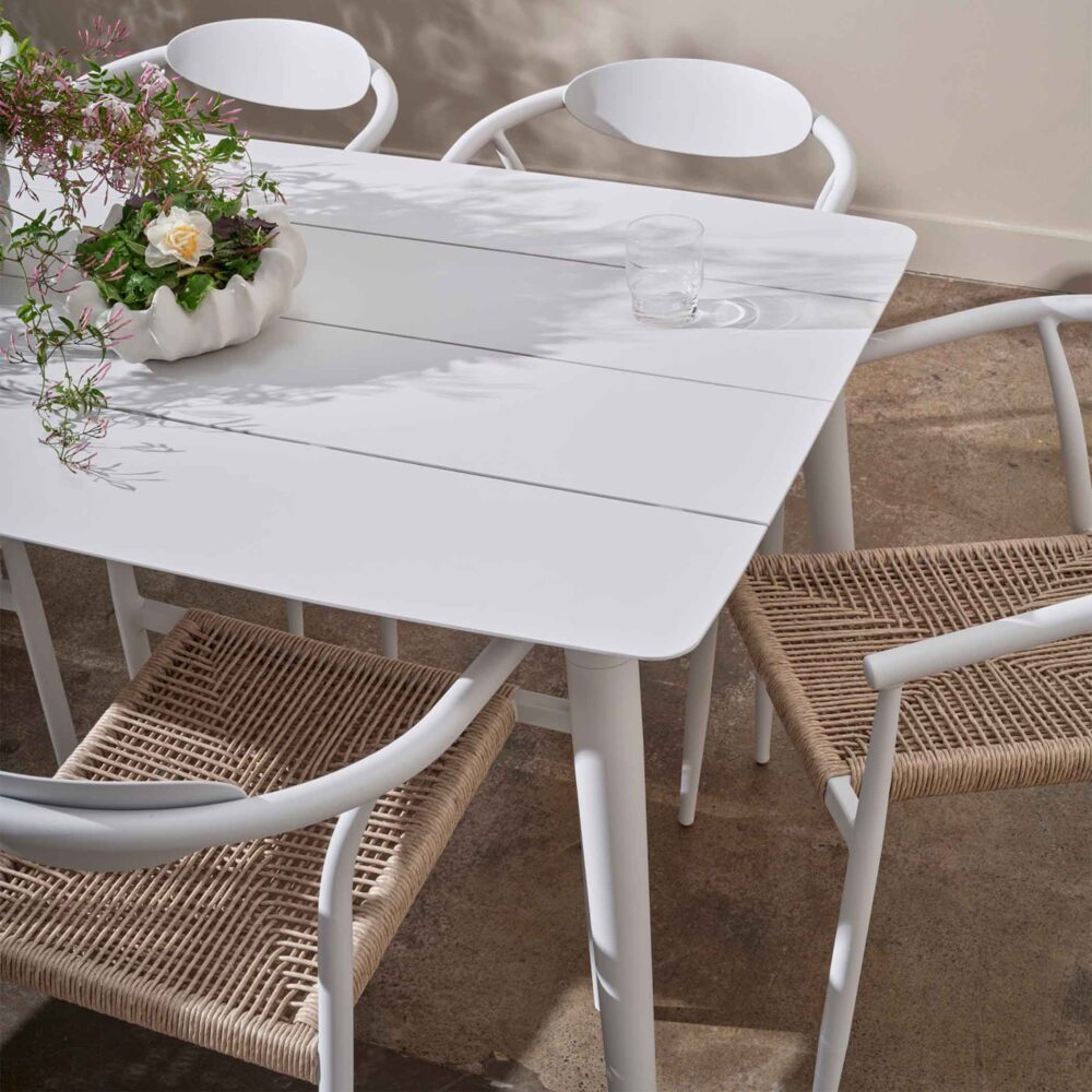 Sicily Outdoor Aluminium Square Dining Table – White (90cm) - Image 4